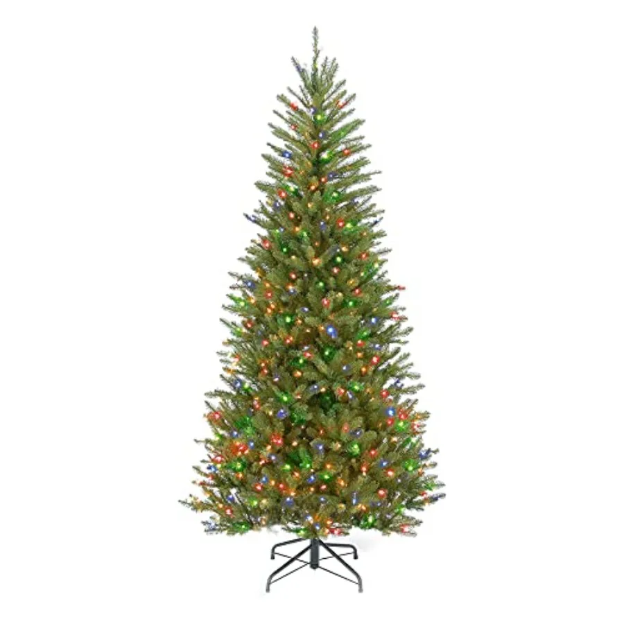

6.5 ft Pre-Lit Dunhill Fir Slim Artificial Christmas Tree, 500 Multicolor Lights, 1, 184 Tips, Includes Stand, Green