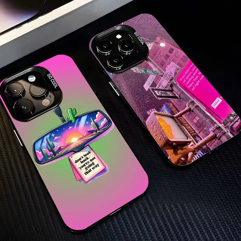 

pink series Phone Case For iPhone17,16,15,14,13,12,Pro Max Black Colorful Phone case