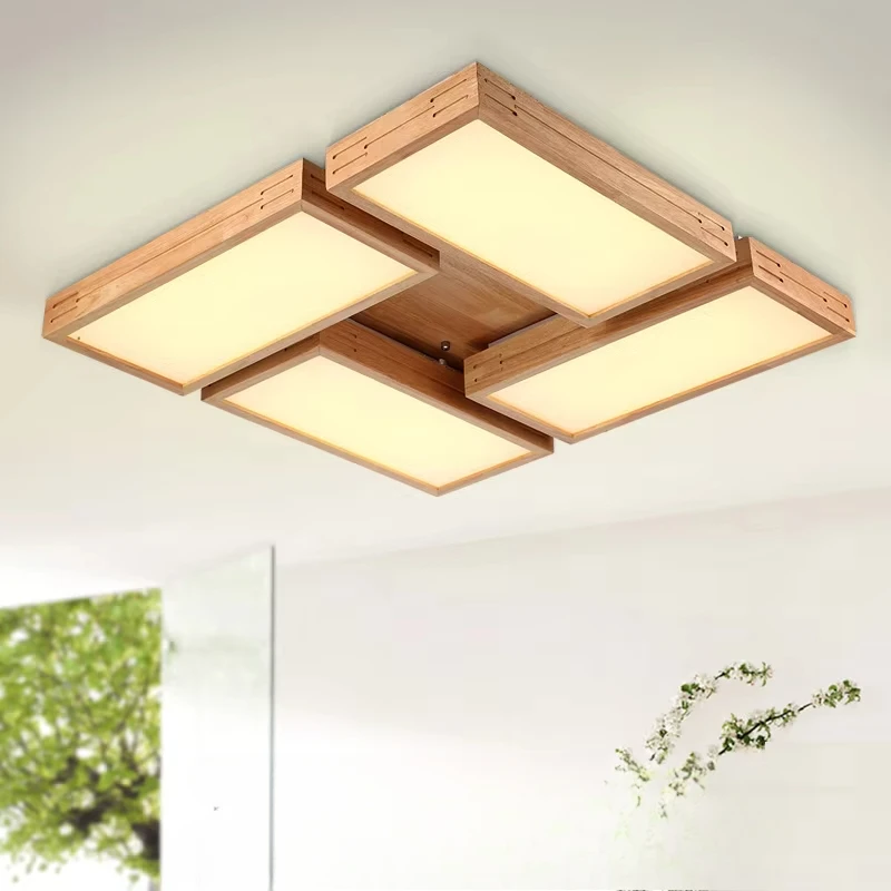 Acrylic  Nordic Wooden Foyer Bedroom Dinning Room LED Ceiling Lamp