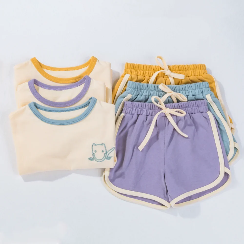 Summer New Toddler Girl Tracksuits 2pcs Casual Baby Clothing Suits Short Sleeve T-shirt Shorts Children Clothes Girls Outfits