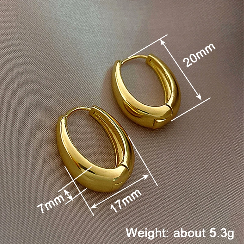 Huitan أنيقة هوب أقراط للنساء الذهب اللون دائرة المعادن الملحقات العصرية النبيلة مجوهرات نسائية لخطوبة الزفاف #3