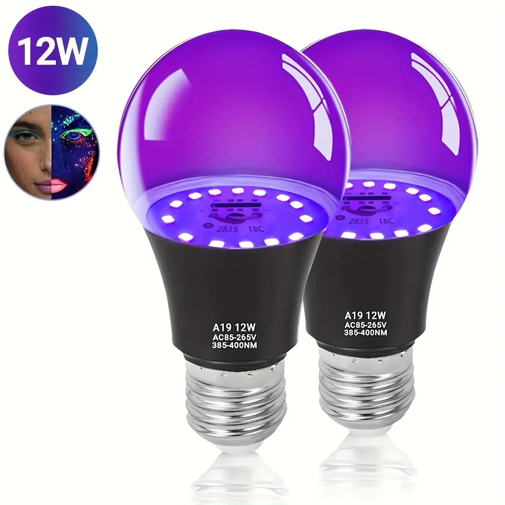 12W E27 UV Purple Black Light Bulb Glow in The Party Lamp Blacklight Bar Atmosphere Decoration Bulb Halloween Light Bulb