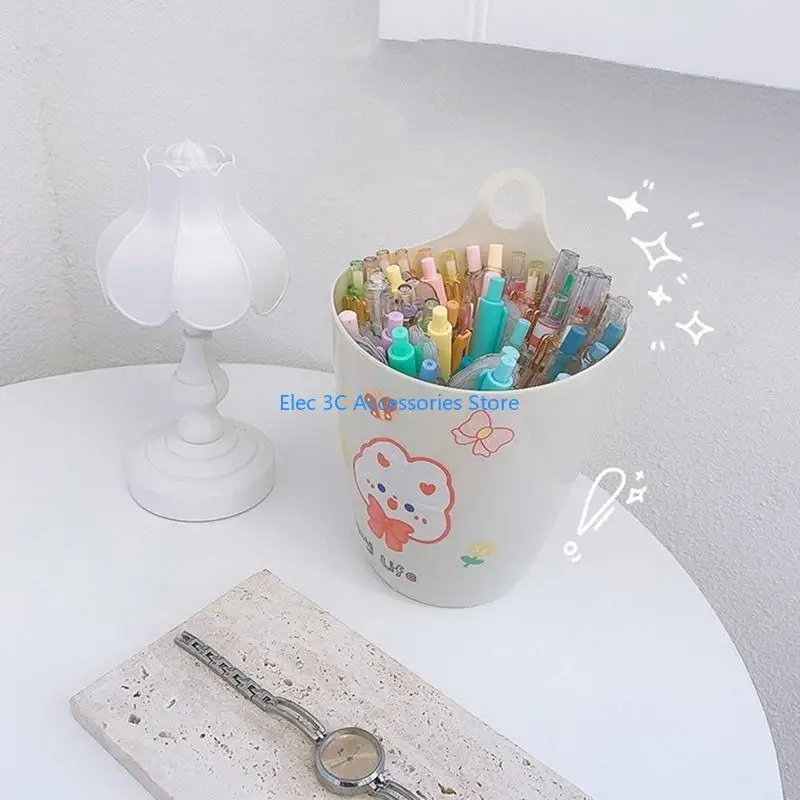 Y51A Wall Hanging Pen Holder with Hook Wall-mount Rubbish Bin Large Capacity for Home