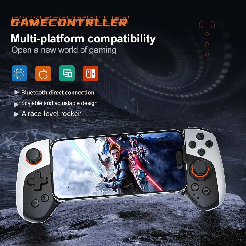 JK03 Wireless Gamepad Stretching Extendable Gaming Controller Blue tooth Handle Pad for Phone Android HarmonyOS XBOX PS5 4 Game