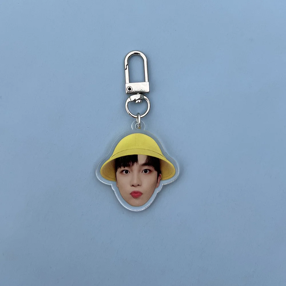 Kpop ATEEZ Acrylic Keychain Wooyoung YeoSang Yellow Hat Photo Printing Pendant Keyring Bag Accessories Fan Gifts