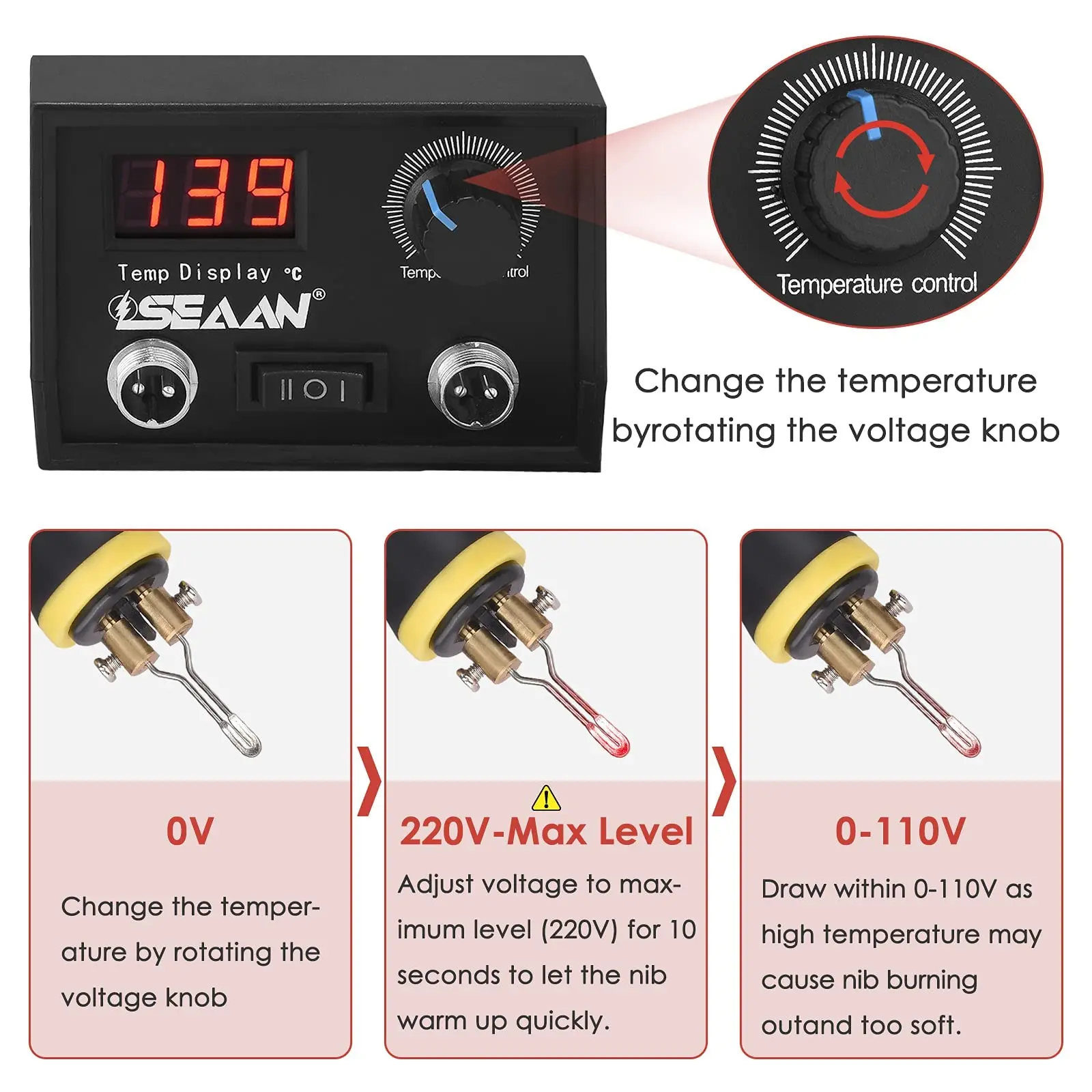 Imagem -03 - Máquina de Pirografia 60w Lcd Wood Burner Conjunto 0750 ° c Ajustável para Couro de Madeira Abóbora Queima de Pistão Conjunto Completo com Ponta de Fio