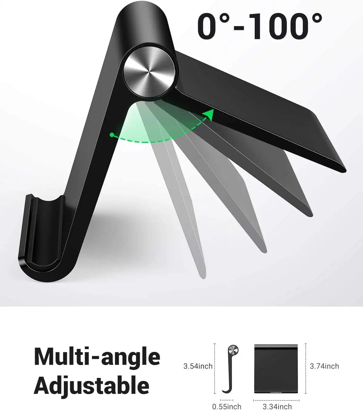 UGREEN Cell Phone Stand for Desk Phone Holder Foldable Portable Adjustable Black Classic Style