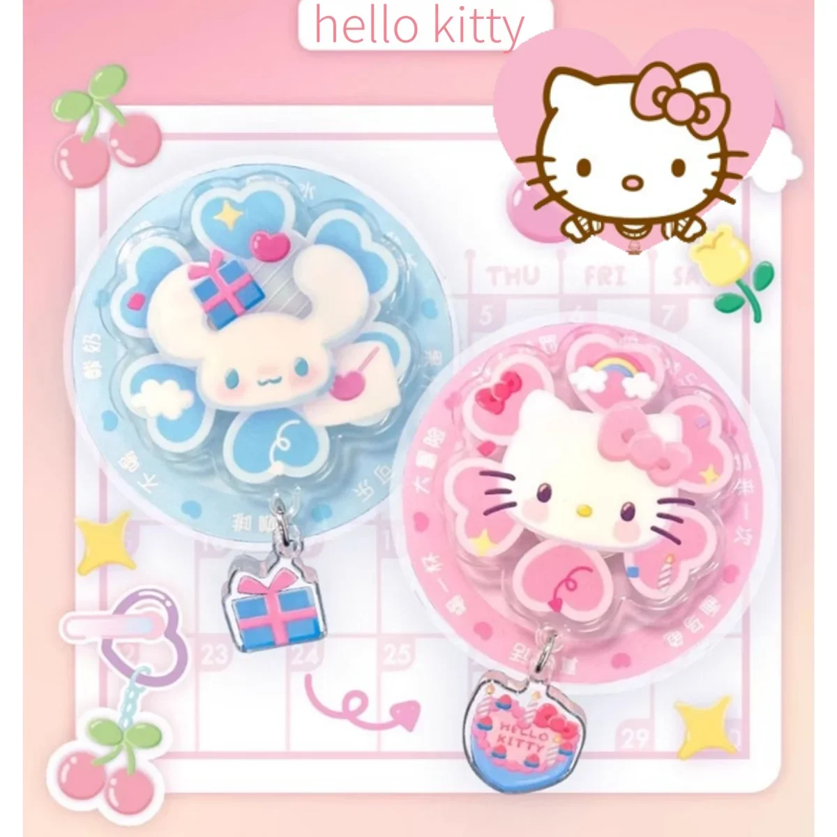 Sanrio 50e verjaardagsschema-serie - hello kitty schattige cartoon spinner ornamenten speelgoed koelkast magneet pop kuromi anime