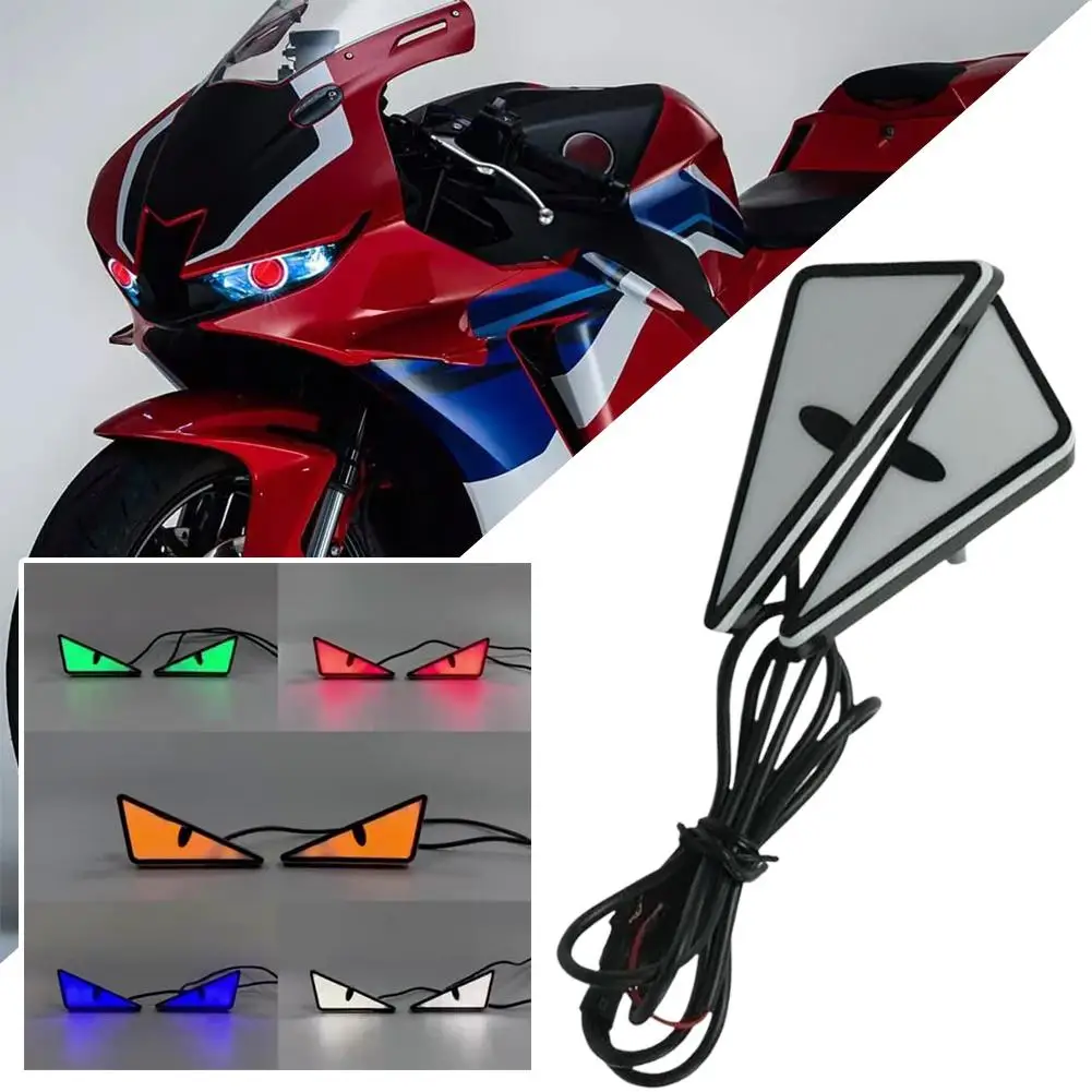 Motorcycle LED Triangle Demon Eye Flash Light High Decoration Fashion Motorcycle Cha USB Screw DIY Taillight Creative Brigh S8V1