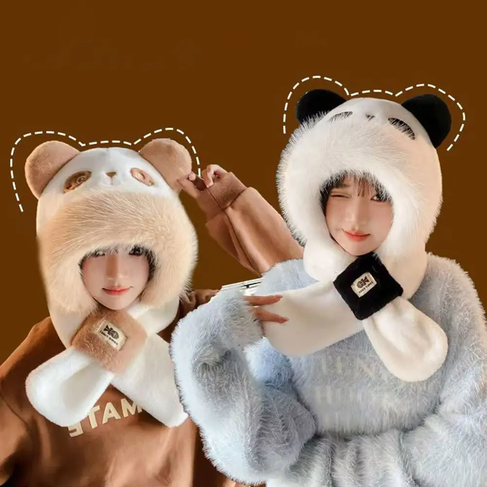

Fashion Winter Warm Hat Windproof Cartoon Panda Beanies Cap Thickened Neck Warmer Ear Protection Hat Outdoor