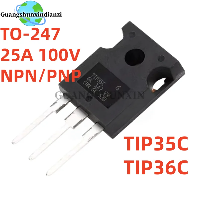 5-20Pcs TIP35C TIP36C TIP35 TIP36 TO-247 NPN + PNP Darlington Transistor 25A 100V Best Quality In Stock