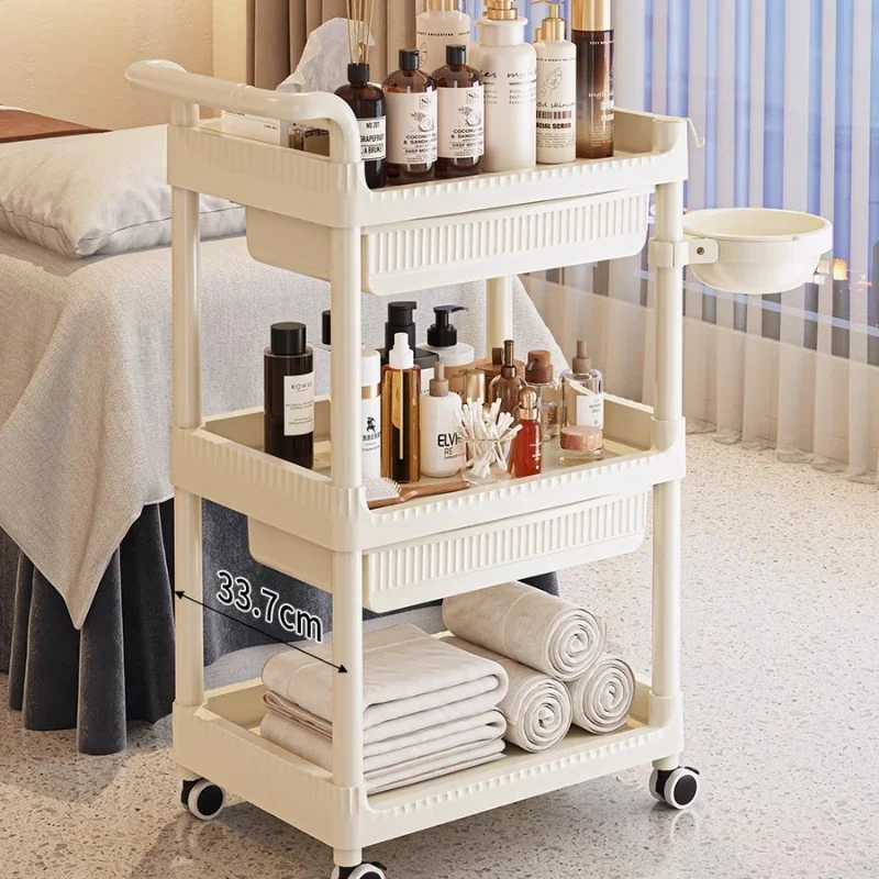 

Delivery Auxiliary Spa Furniture Hairdressing Beauty Rotating Salon Trolley Organizer with Wheels Decor Cart Hairdresser