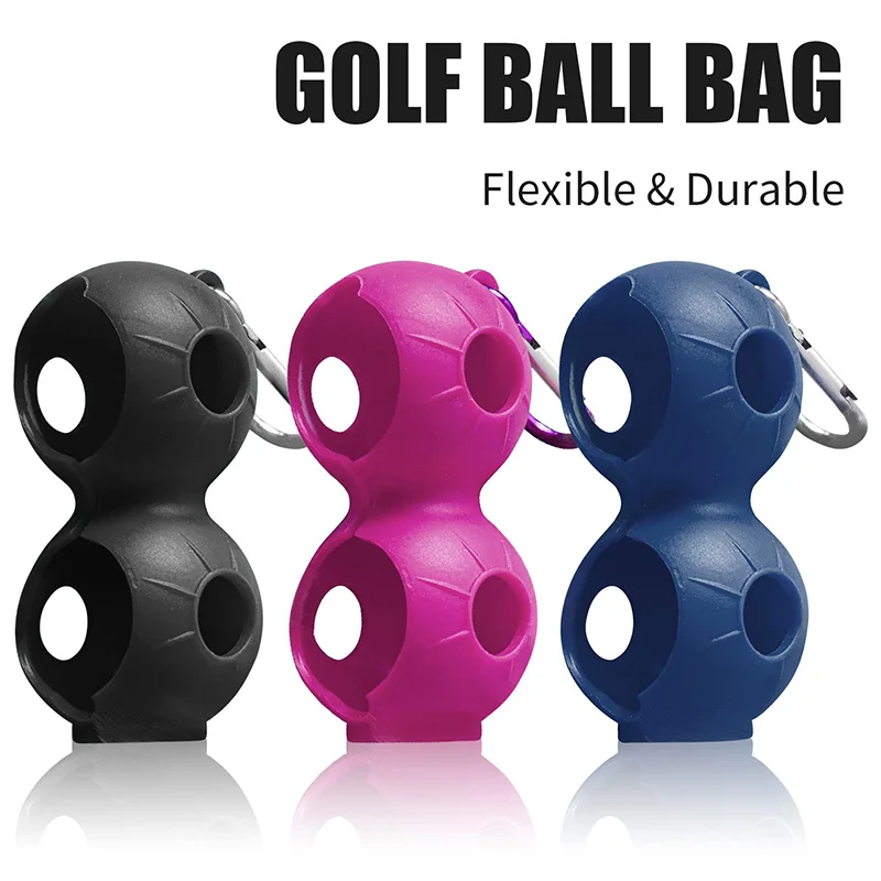 Mini Golf Ball Holder Silicone Carrier Protective Portable Sleeve with Buckle for Golf Bag Belt Gift for Golfers