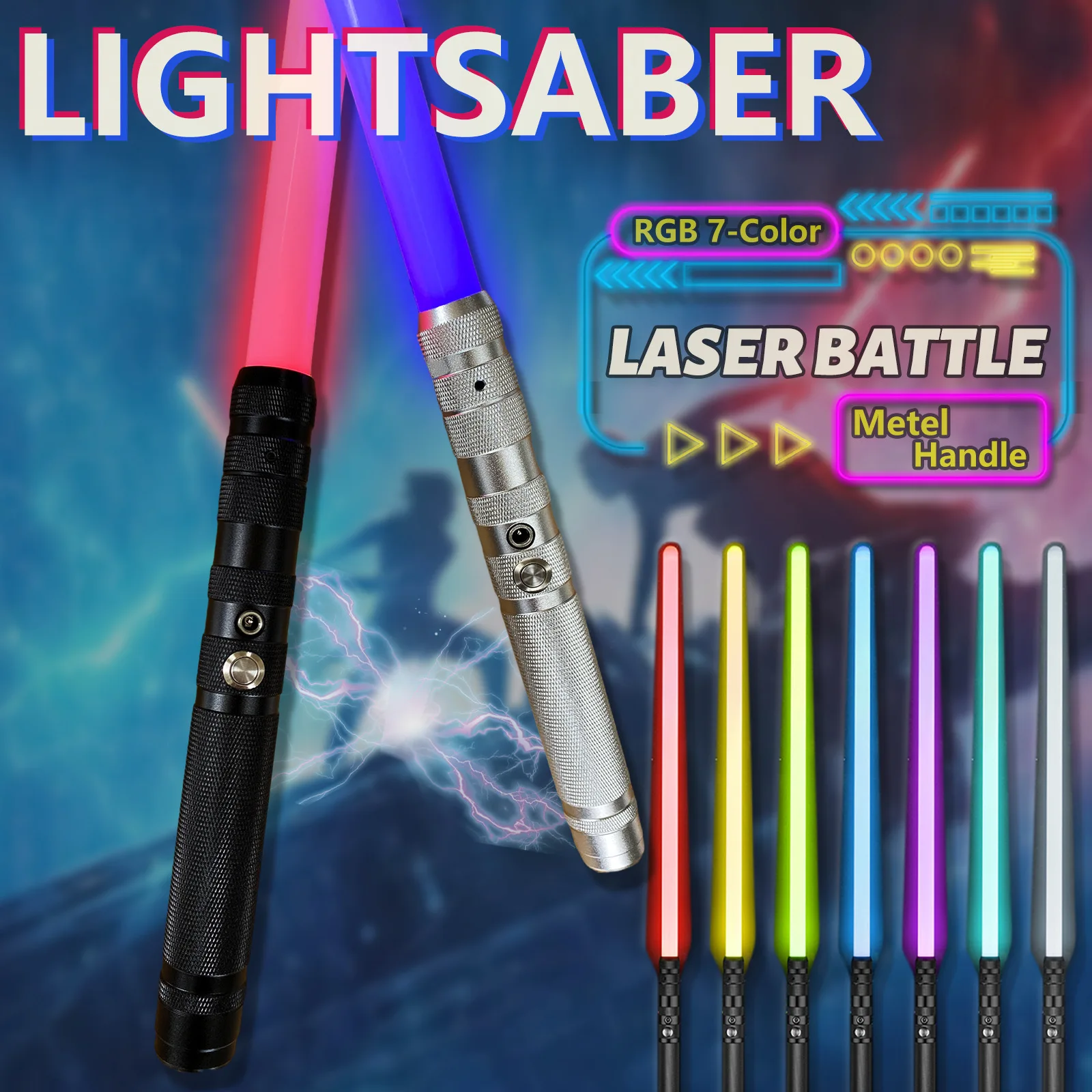 RGB Lightsaber Variable 7 Colors Metal Handle Laser Sword With Hitting Sound Effect FX Duel Rechargeable Light Sword Boy Gifts