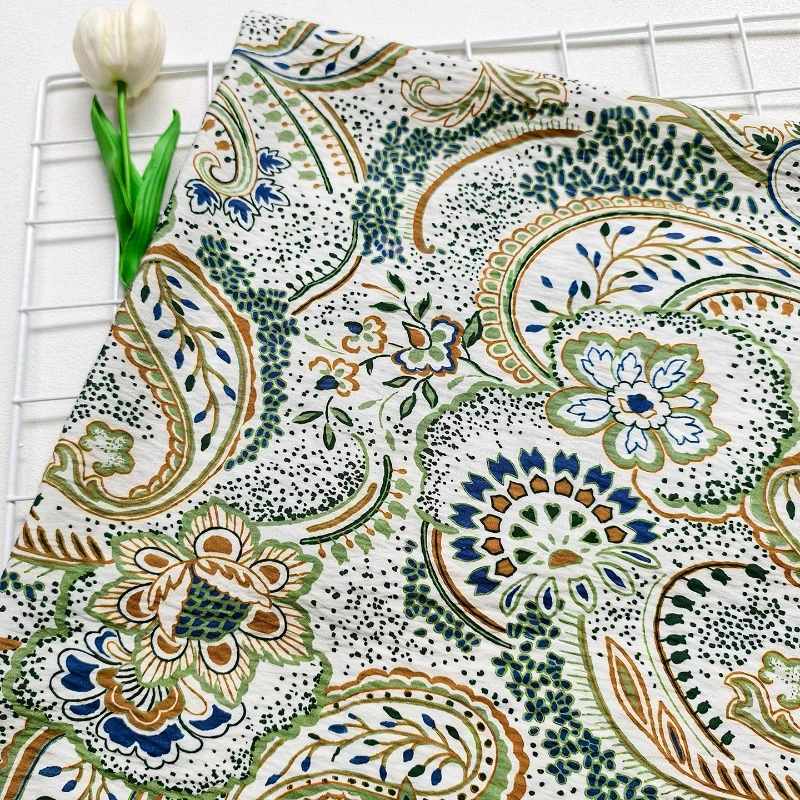 

1meter Vintage Brocade Printing Fabric Handmade Sewing DIY Home Hanfu Dress Spring Autumn Designer Decoration Crafts Materials