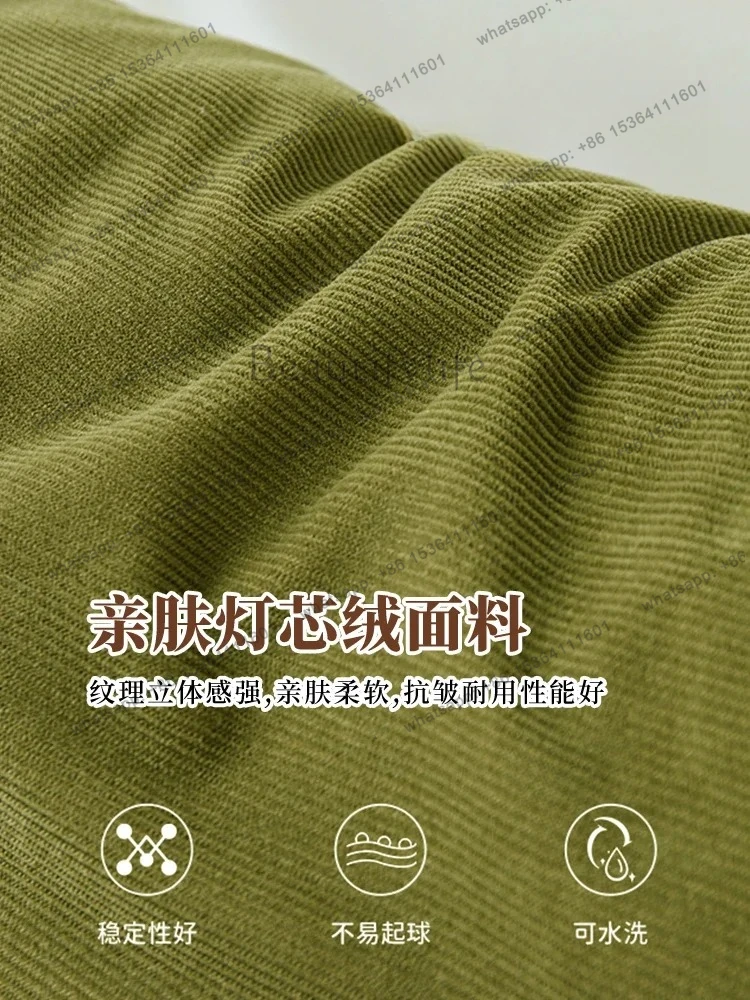 Nordic fabric sofa light luxury simple small apartment living room retro green corduroy straight sofa