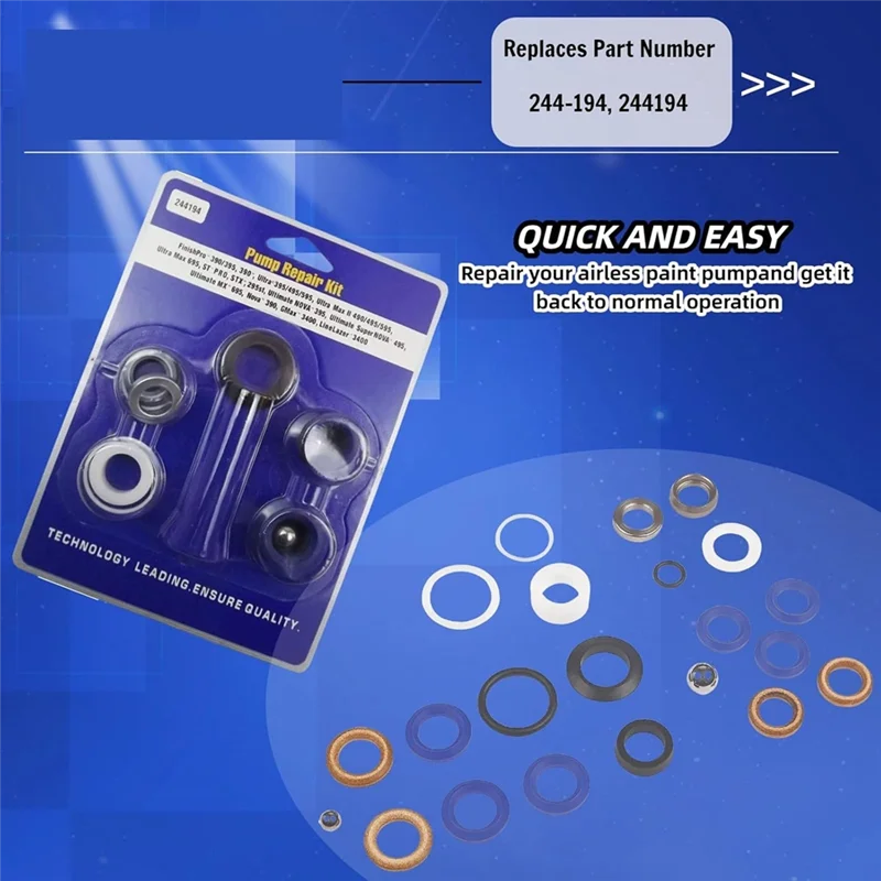 ABZL para 390 peças de reposição de pulverizador de tinta-4-PK 244194 kit de embalagem de reparo de bomba (modelos 210, 230, 295, 390, 395, 490, 495, 595,