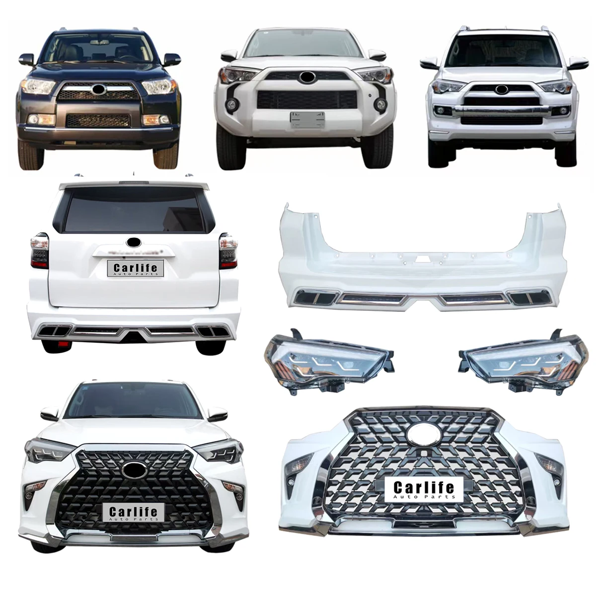 

Factory price bumpers bodykit for Toyota 4 Runner 2010-2022 upgrade to Lexus style grill.