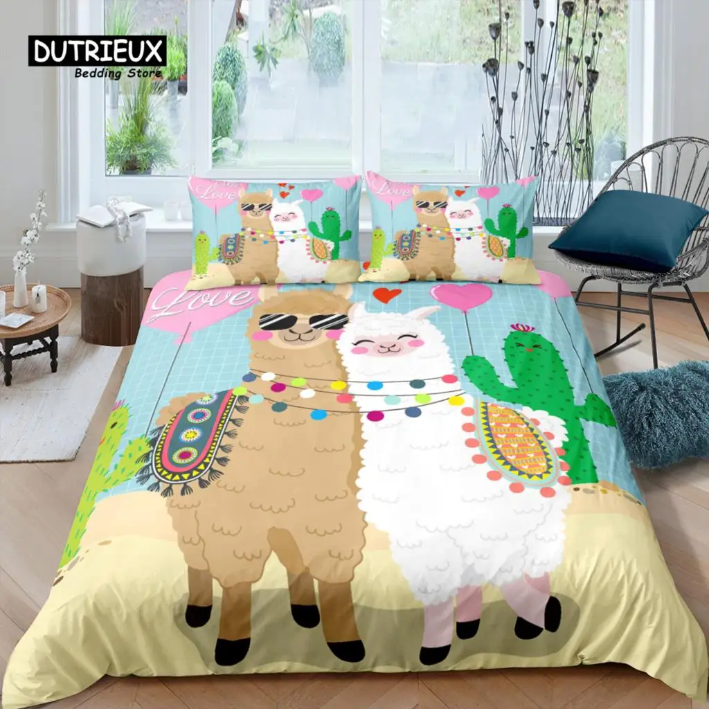 

Home Living Luxury 3D Alpaca Bedding Set Duvet Cover Pillowcase Kids Bedding Set Queen and King EU/US/AU/UK Size