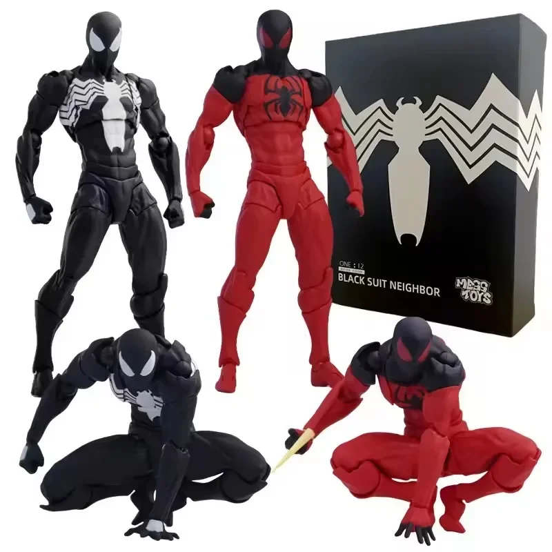 

In-Stock Messtoys Symbiote Spider-Man Action Figure – Black Suit Neighbor & Scarlet Spider Anime Style, Perfect Gift Toy