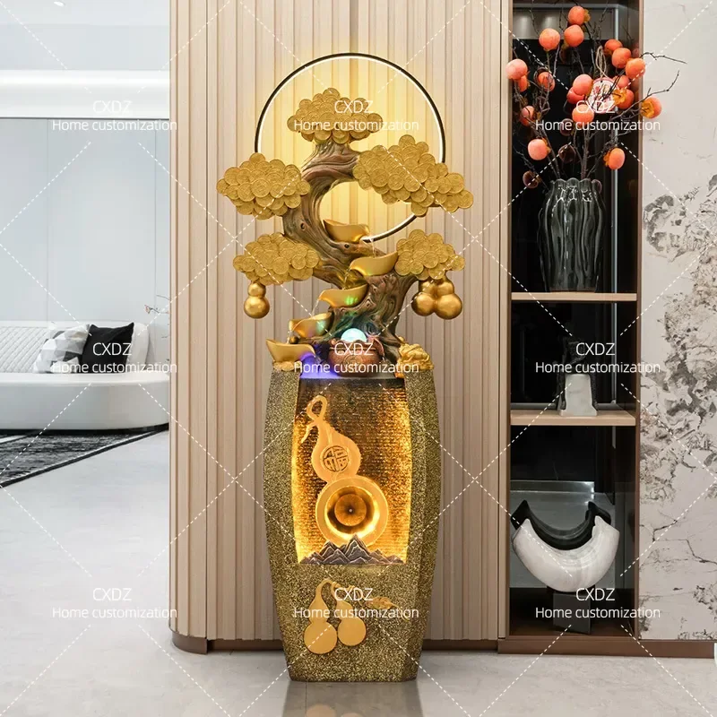 Lucky Water Fountain Ornament for Living Room Office Desktop Circulating Water Feature Housewarming Opening Gift Company