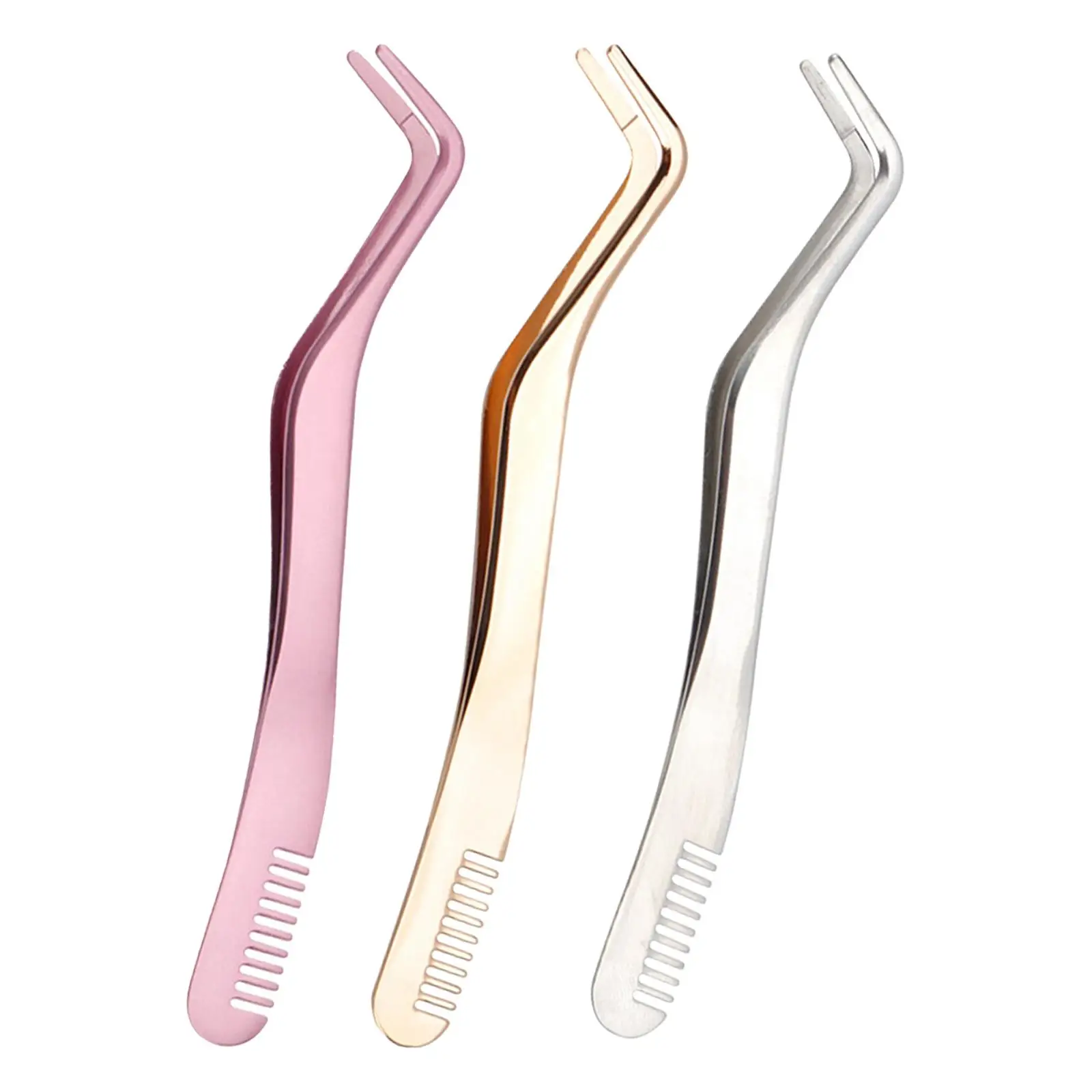 Curved Eyelash Tweezers with Comb Pointed for DIY Eyelash Extension Supplies