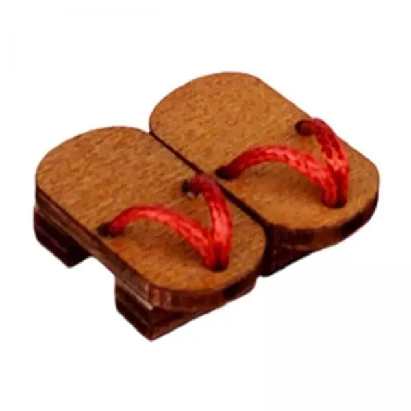 6xMiniature Wooden Geta Kimono Matching OB11 Doll Shoes Handmade Japanese Design Doll Clogs Coffee+red Thread