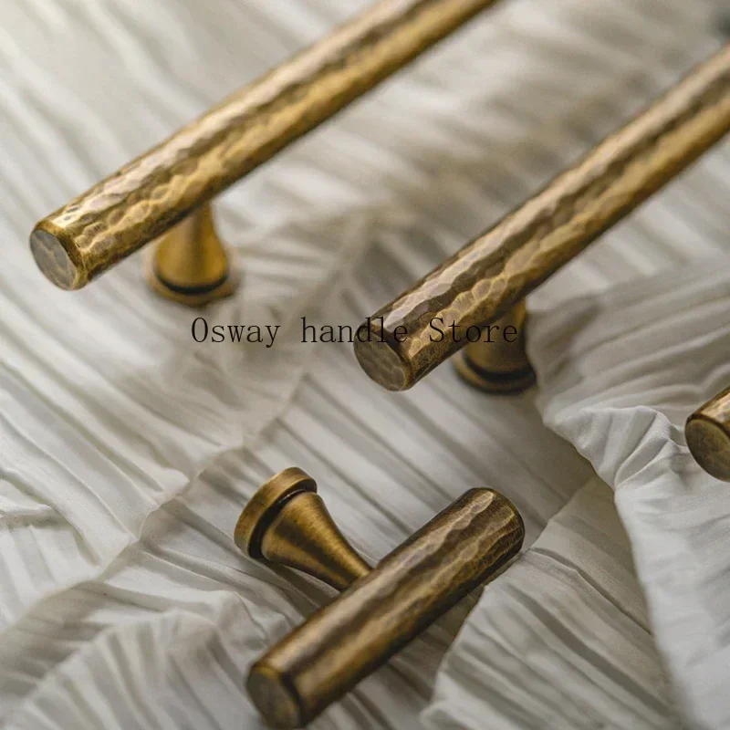 Retro Bronze Handmade Solid Brass Cabinet Door Knobs and Handles Furniture Cupboard Wardrobe Drawer Pull Antique T Bar Handles