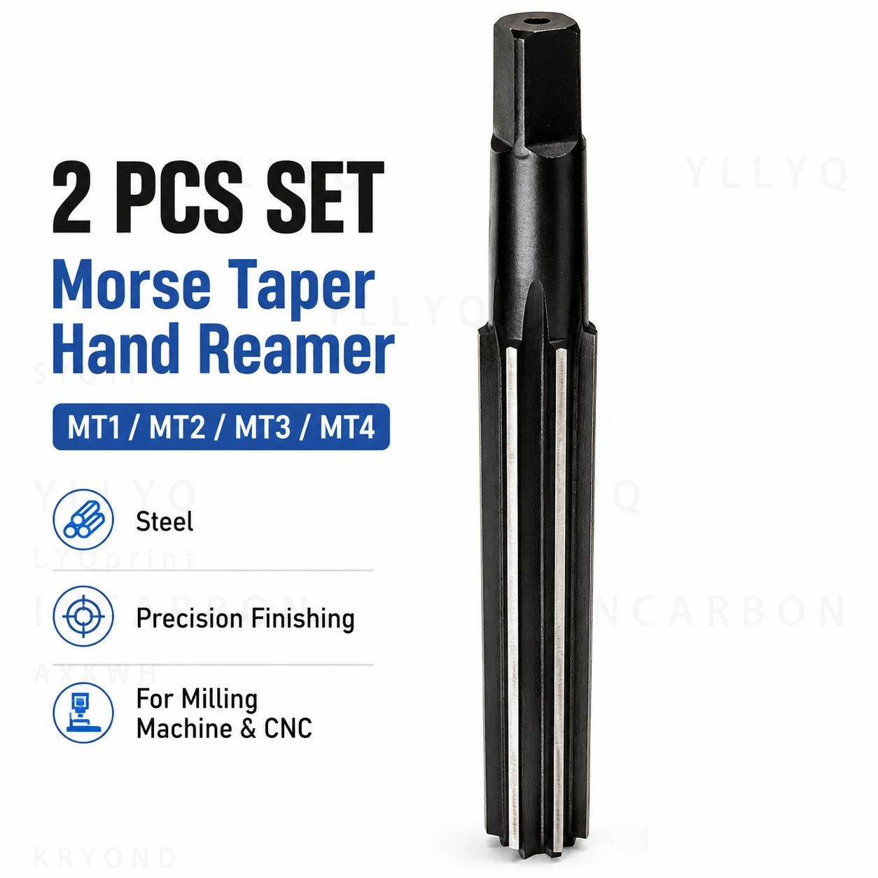 New 2pcs Morse Taper Hand Reamer Set MT1 MT2 MT3 MT4 Steel Precision Finishing Reaming Tool for Milling Machine CNC Cutting Tool
