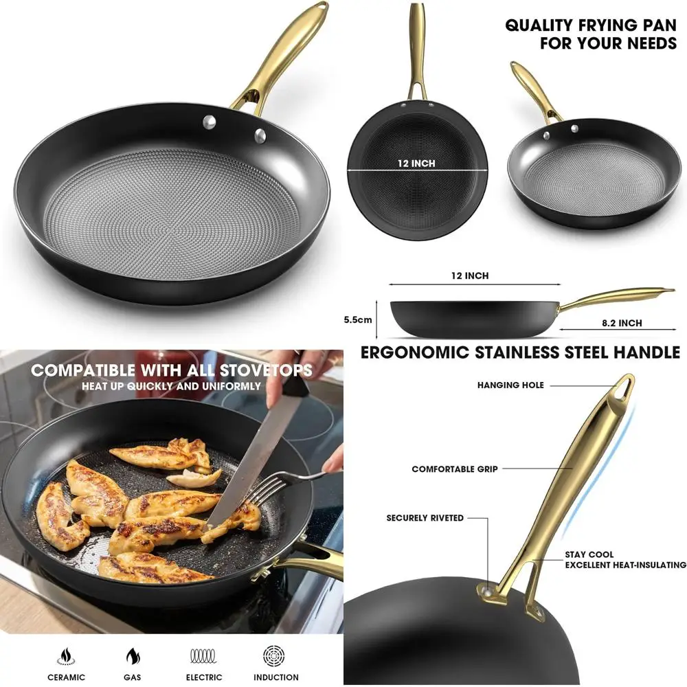 

12-дюймовая чугунная сковорода с антипригарным покрытием — профессиональная долговечная сковорода с прочной антипригарной поверхностью для приготовления пищи