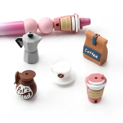 5/10pcs Focal Silicone Beads 3D Coffee Themed Mug Cute for Jewelry Accessories Keychains DIY Necklace Bracelet Making