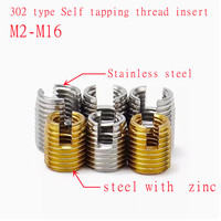 1-10pcs M2 To M16 Galvanized Stainless Steel Threaded Inserts Metal Thread Repair Insert Self Tapping Slotted Screw Threaded