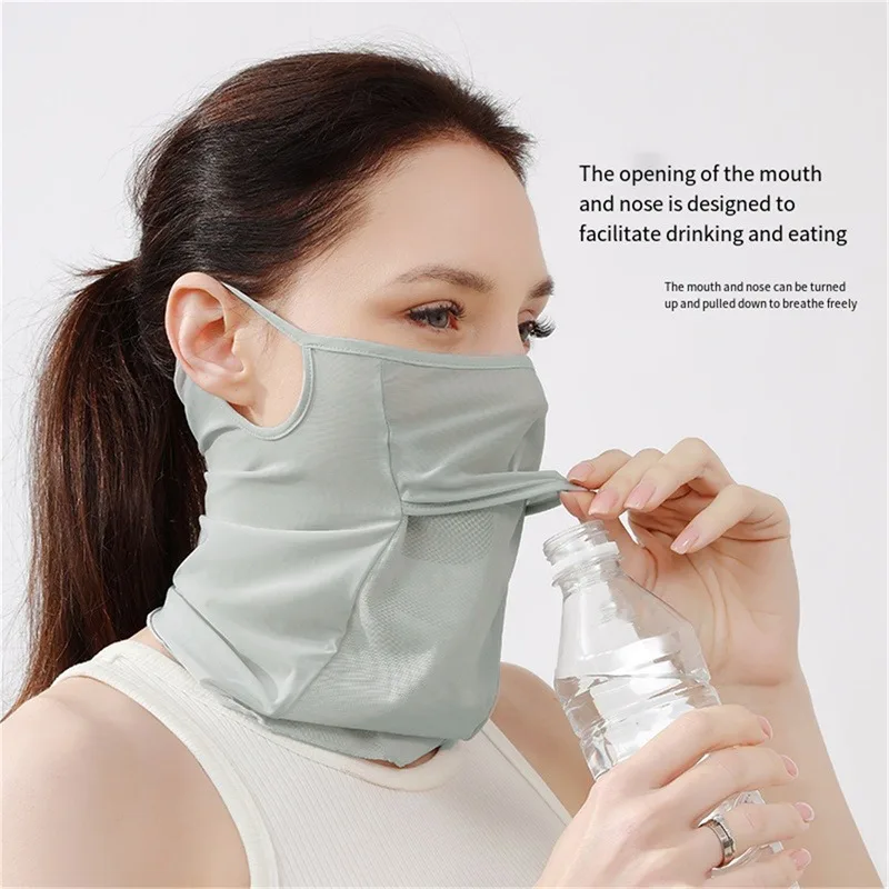 

Summer Breathable Thin Facial Shield Sunscreen Woman Sports Mask Man Cycling Driving Face Cover UV Protection Ice Silk Veil