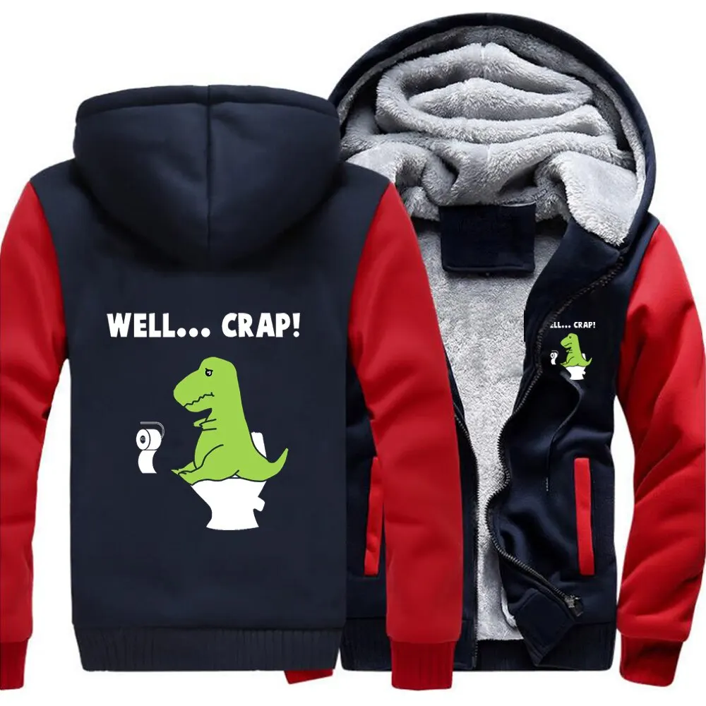 

Well Crap Funny Cute Dragon Men Hoodies Thick Jacket 2022 Winter Sweatshirts Raglan Mens Streetwear Coat Thick Jacket