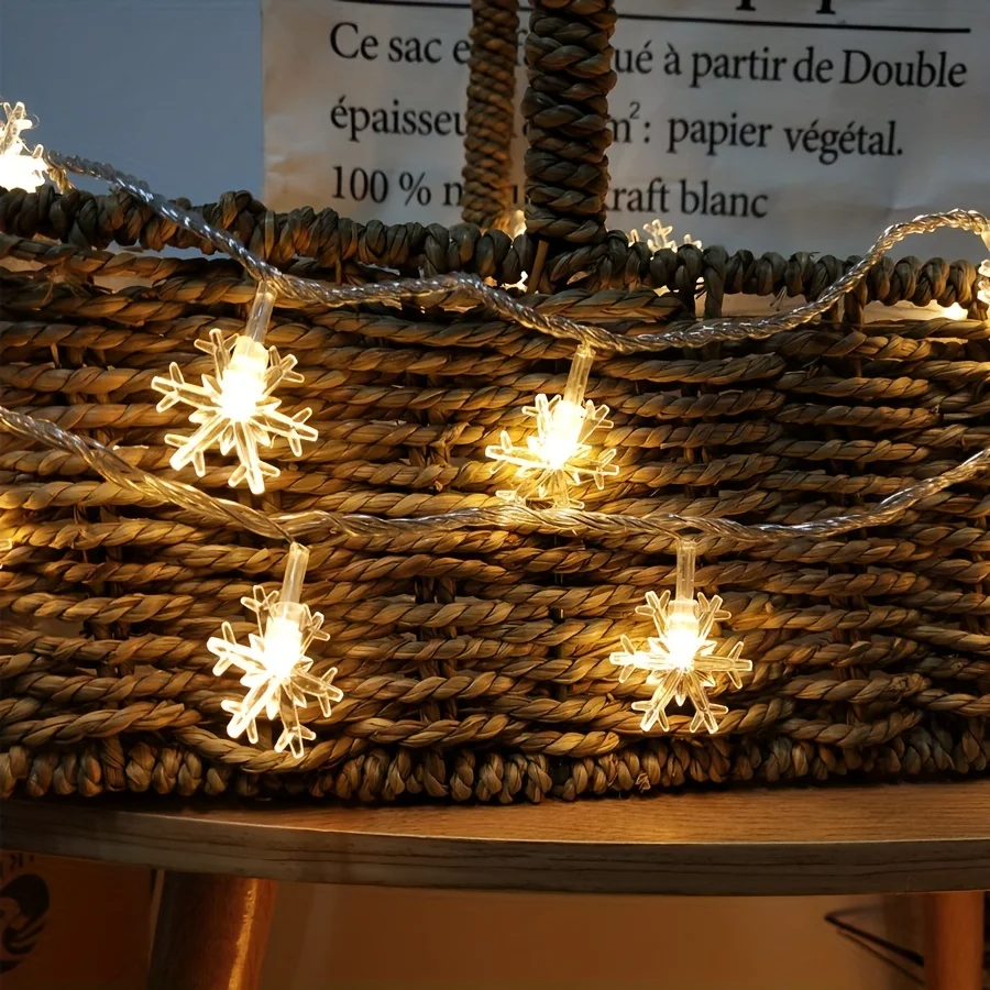 3 m LED-Schneeflocken-Vorhang-Lichter, romantische Weihnachts-Vorhang-Lichterketten, Feen-Lichterketten für Zuhause, Schlafzimmer, Innendekoration – Detail 9