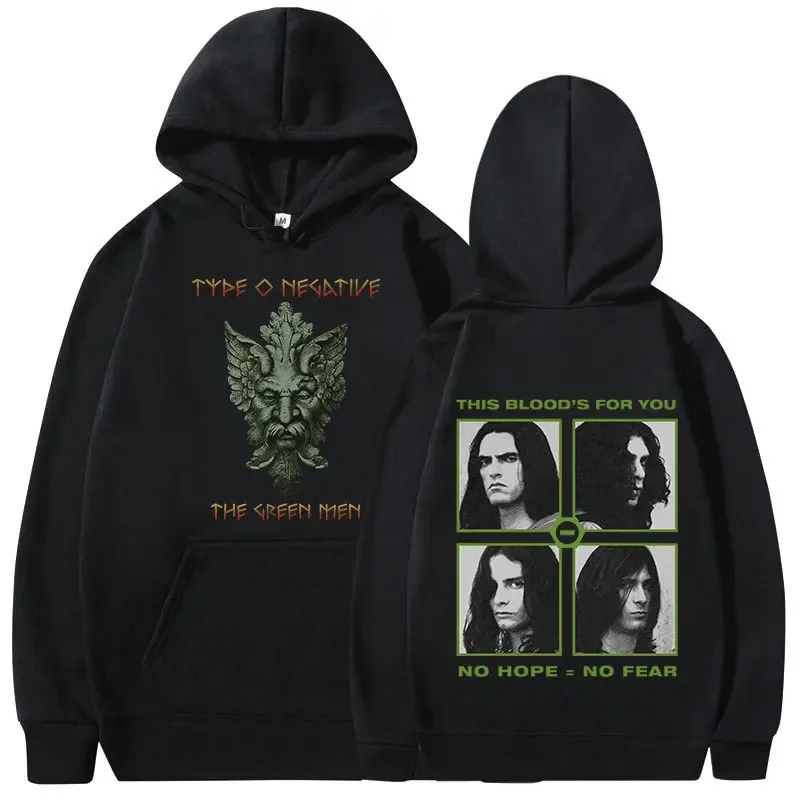 Rock Band Type O Negative The Green Man Hoodie Gothic Metal Hooded Sweatshirts Men's Vintage Hip Hop Oversized Pullovers Unisex