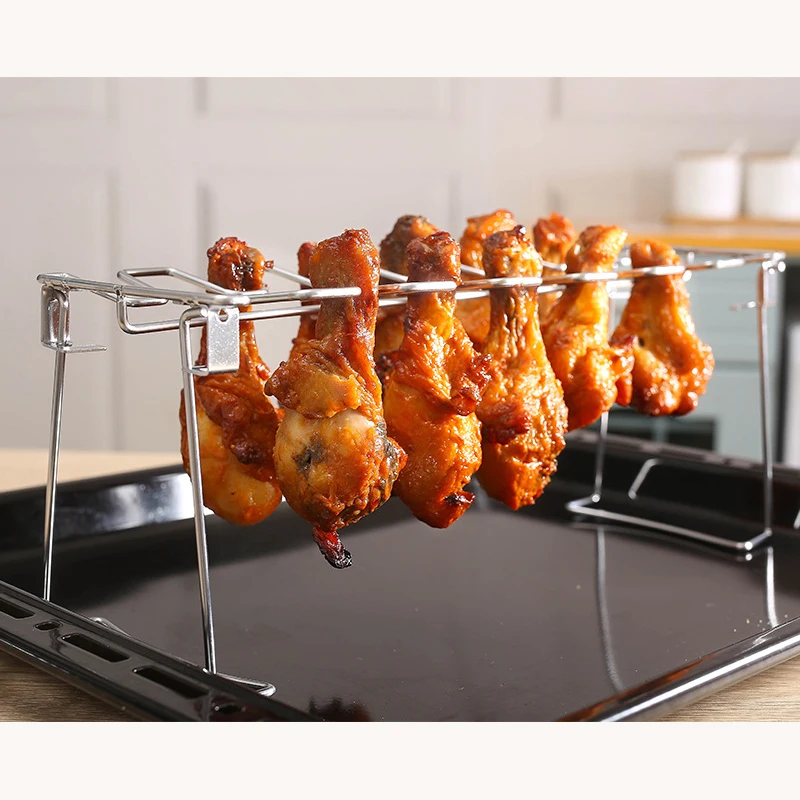 1 stück BBQ Rindfleisch Huhn Bein Flügel Grill Rack 14 Slots Edelstahl Grill Drumsticks Halter Ofen Röster Stehen