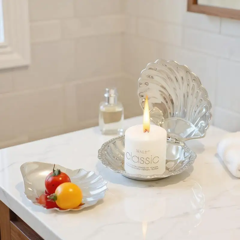 Stainless Steel Table Decoration Plate Shell Shaped Dish Metal Cheese Dessert Dish Plate Jewelry Storage Metal Tray Soap Box