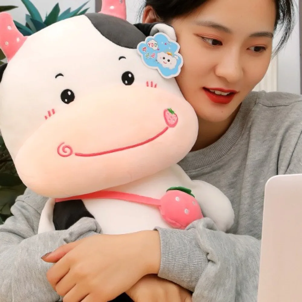 

Милая плюшевая игрушка-корова: имитация животного, мягкая, для компании, на Рождество