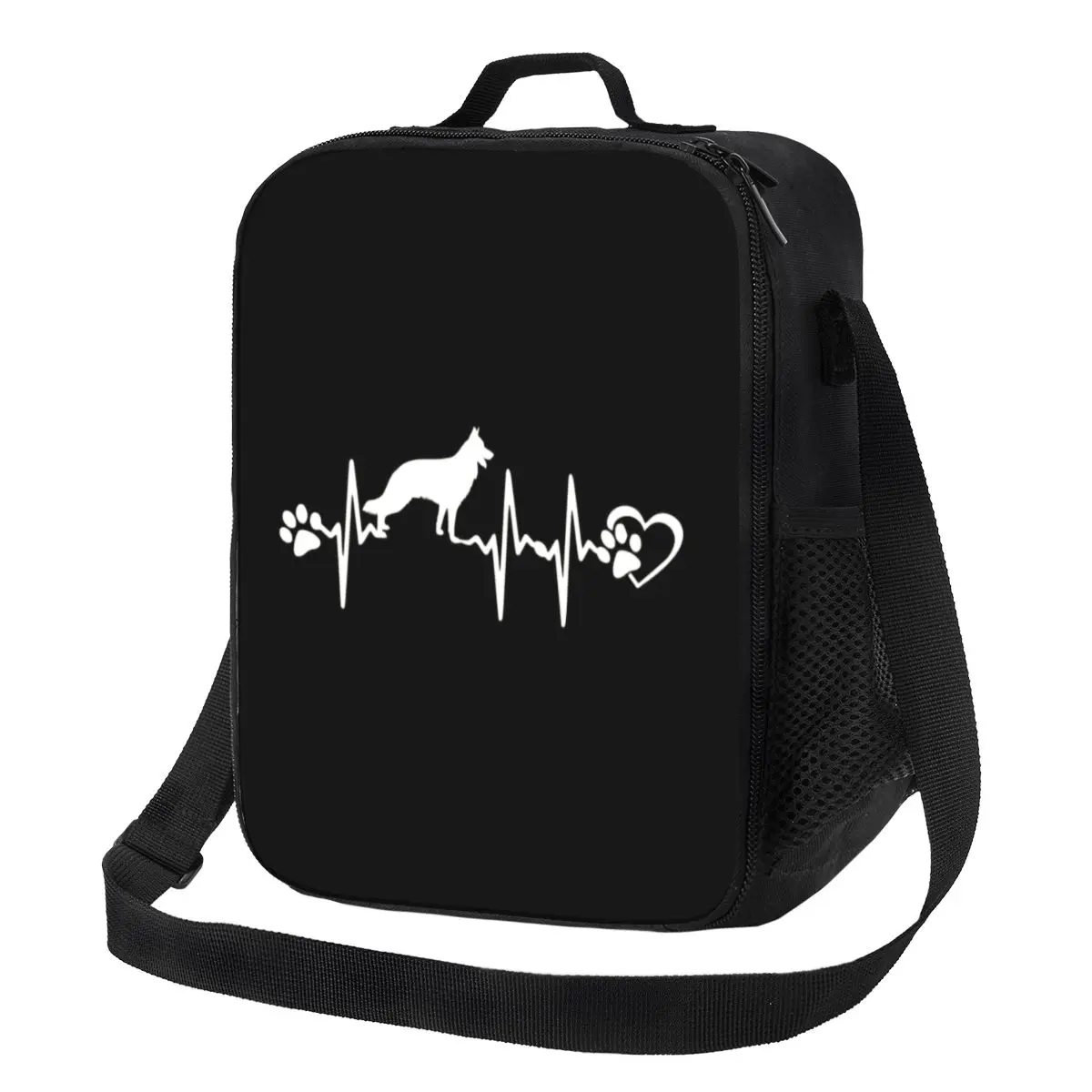 German Shepherd Heart Beat Portable Lunch Box for Multifunction Alsatian Wolf Dog Cooler Thermal Food Insulated Lunch Bag Office