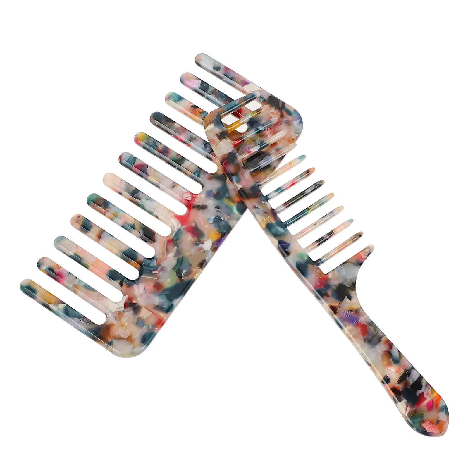 2Pcs Wide Tooth Hair Comb Sturdy Smooth Teeth Plastic Hairdressing Comb Lightweight Portable Grooming Tool for Home Salon