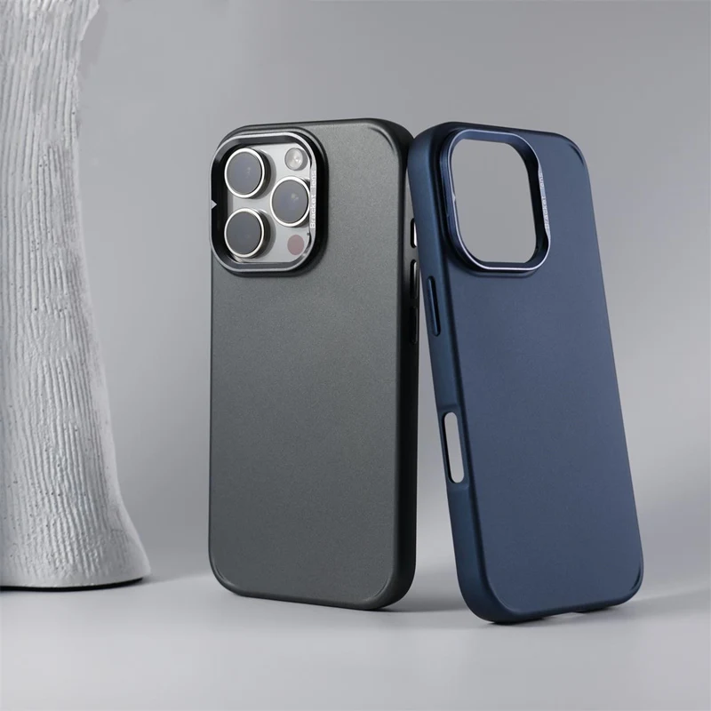 Metal Lens Kickstand Holder for MagSafe Phone Case for iPhone 17 Pro 16 15 pro max 14 13 Solid Color Wireless Charging PC Cover