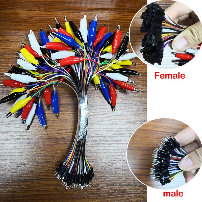 20cm Double head Eclectic Wire jumper Male Female Alligator Clip to 10pin Crocodile pince Test Lead line Connection for DIY D3