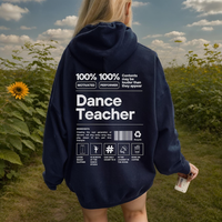 Dance Teacher Printed Hoodie Fun Streetwear Casual Simple Sports Art Long Sleeve Jumper for Ladies Kawaii Clothes Sweatshirts