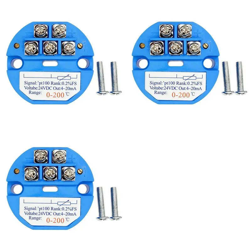 

CHCH 3X PT100 0-200 Degree Temperature Sensing Transmitter 4-20MA Output Head Mounted Temperature Transmitter