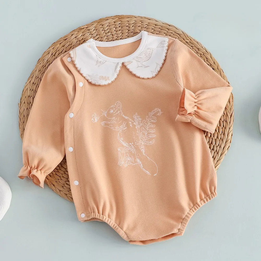 Newborn Baby Boy Girl Bodysuit Long Sleeve 100% Cotton Soft Infant Onesies Cartoon Print Comfortable Clothes for Newborns