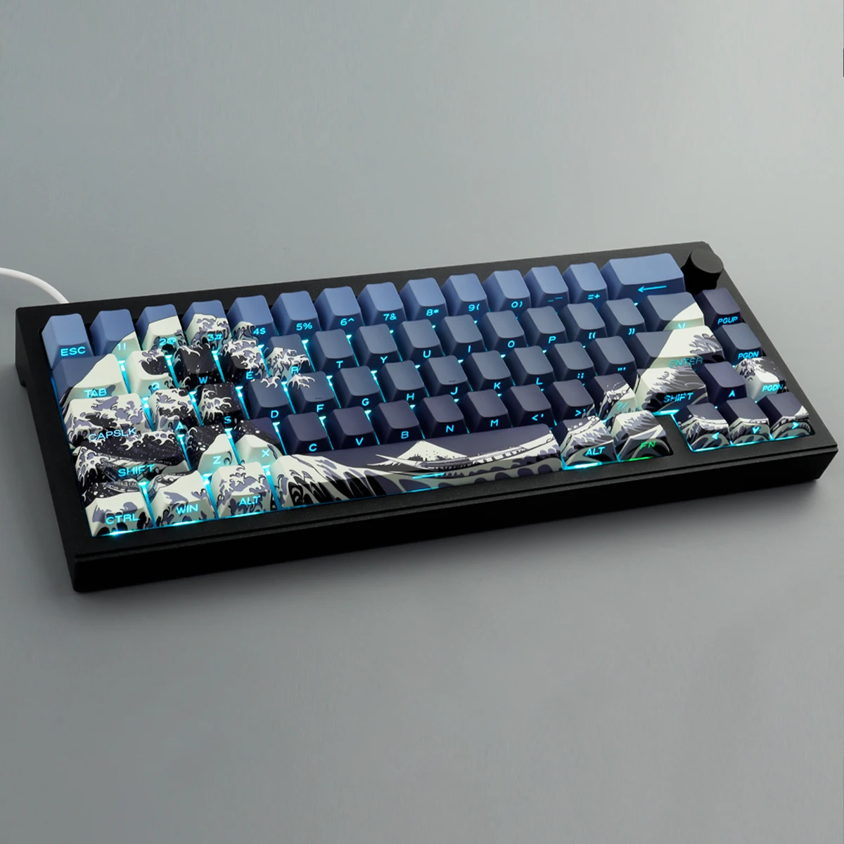 131 Keys Ukiyo-e blue Keycaps Dye Sublimation Cherry Profile PBT Keycaps For MX Switches Mechanical Keyboard Key Caps