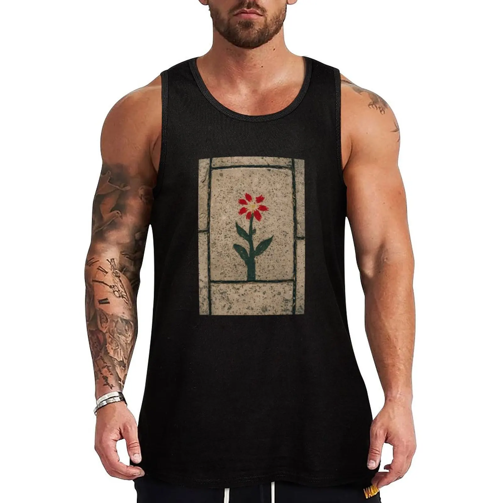 Flower Stencil Graffiti Tank Top Sports shirt man Men's sleeveless