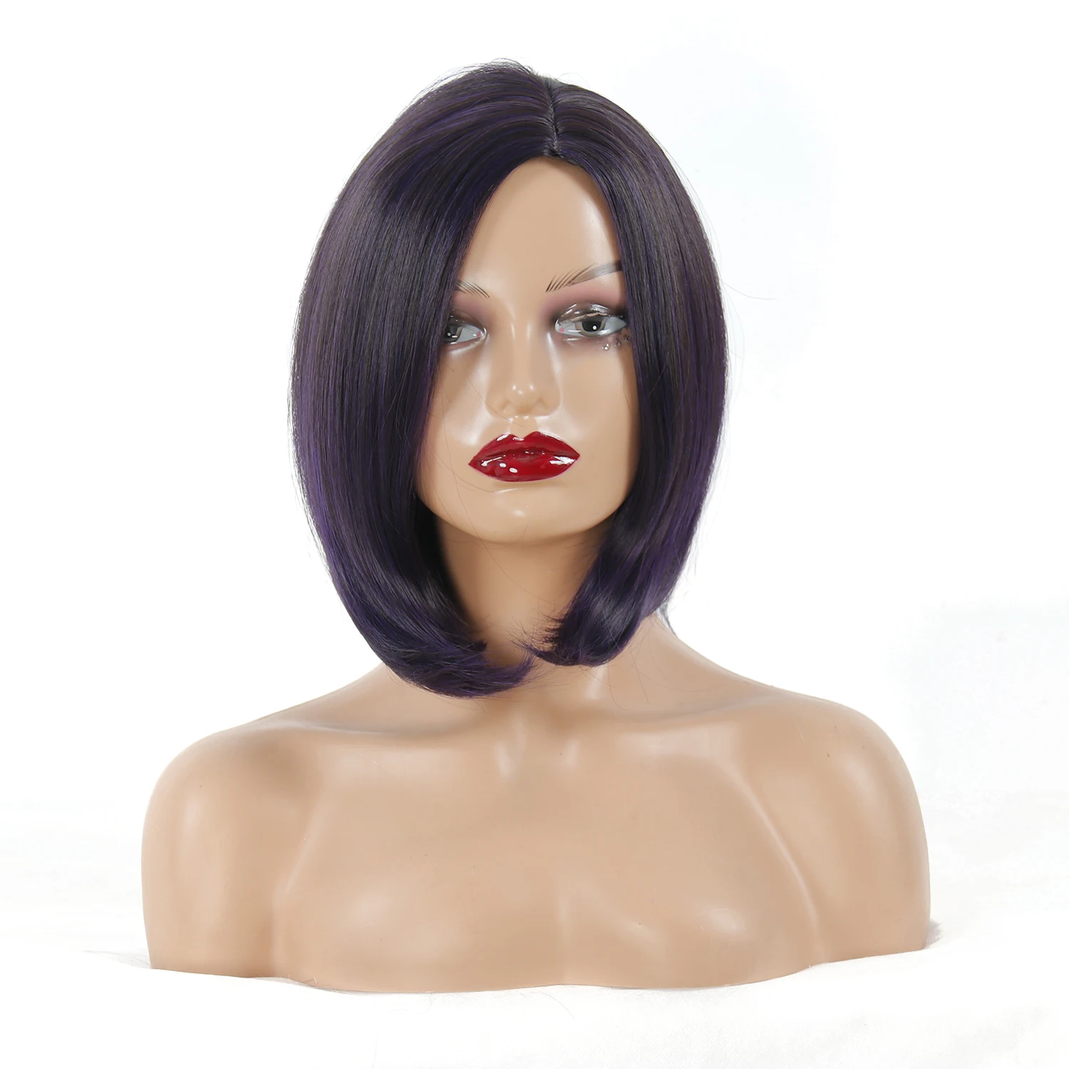 

Модный фиолетовый женский короткий головной убор из синтетического парика