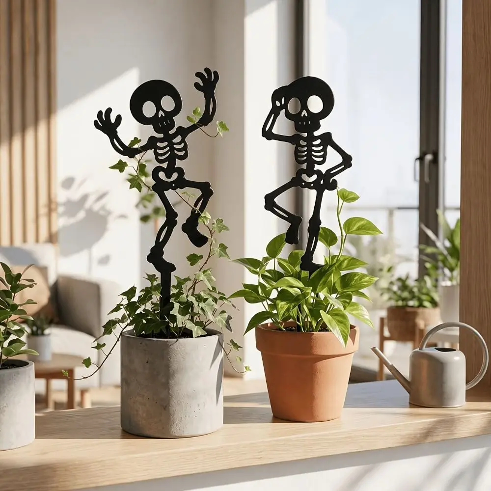 Skull Halloween Decorations Acrylic Hollow Out Garden Stake Decorations Gothic Style Dancing Skeleton Bone Dancer Yard Stake